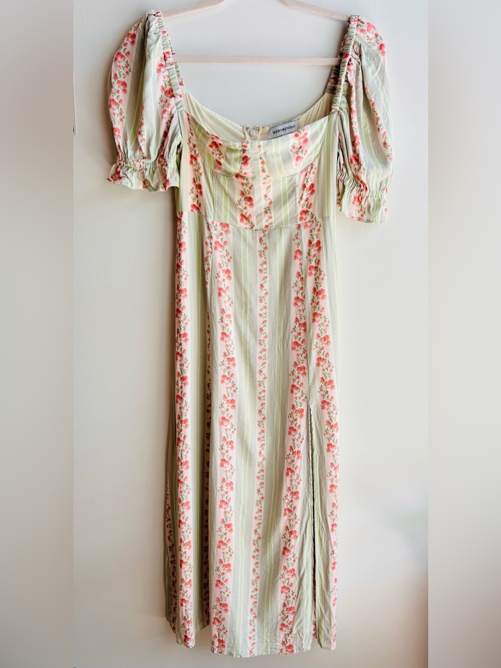 We Wore What Floral Rosewood Puff Sleeve Pastel Midi Dress - Picture 3 of 7